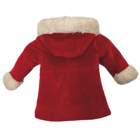 Vintage 70s Sears Coat Hooded Girls Red Christmas 2T Gold Buttons 1970s Hooded - Picture 2 of 12